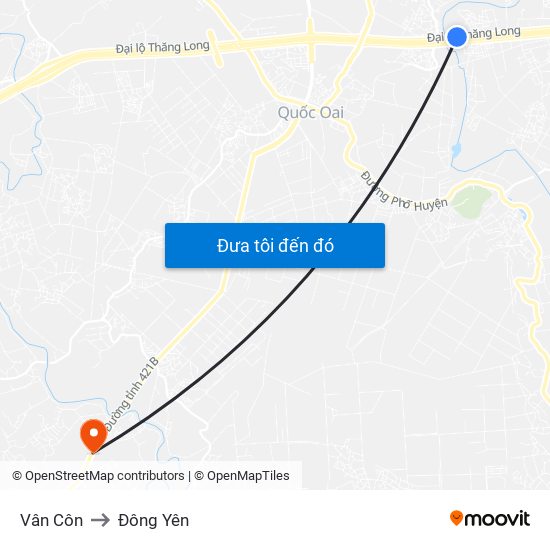 Vân Côn to Đông Yên map