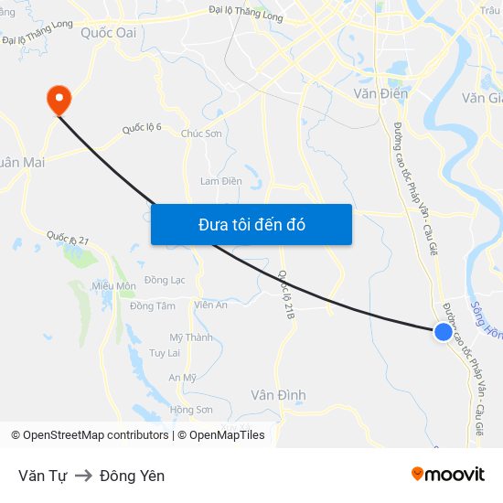 Văn Tự to Đông Yên map