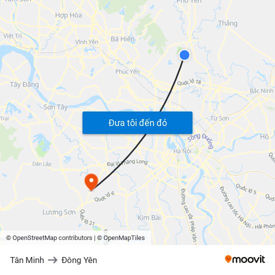 Tân Minh to Đông Yên map