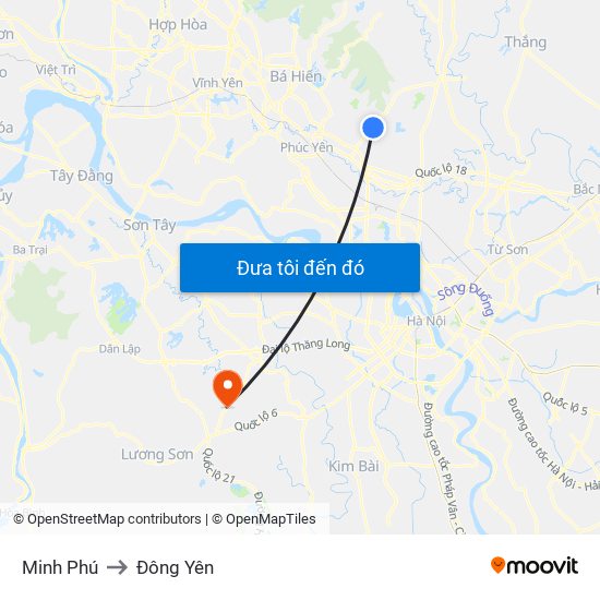 Minh Phú to Đông Yên map