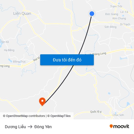 Dương Liễu to Đông Yên map