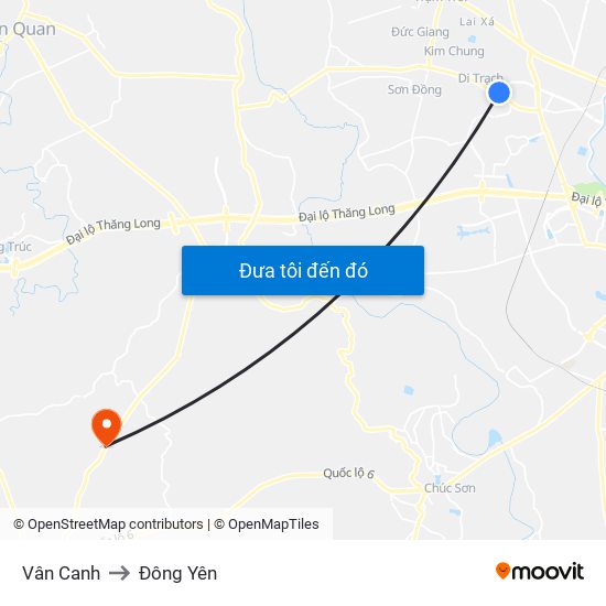 Vân Canh to Đông Yên map