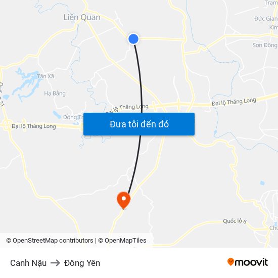 Canh Nậu to Đông Yên map