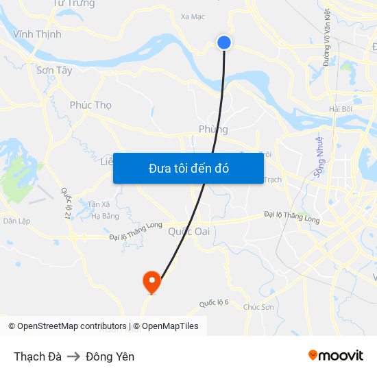 Thạch Đà to Đông Yên map