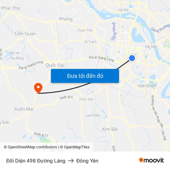 Đối Diện 498 Đường Láng to Đông Yên map