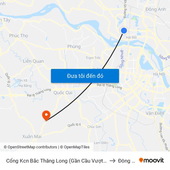 Cổng Kcn Bắc Thăng Long (Gần Cầu Vượt Bộ Hành) to Đông Yên map