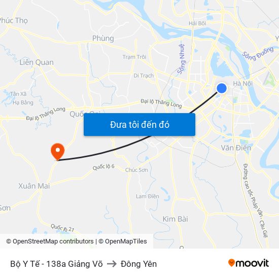 Bộ Y Tế - 138a Giảng Võ to Đông Yên map