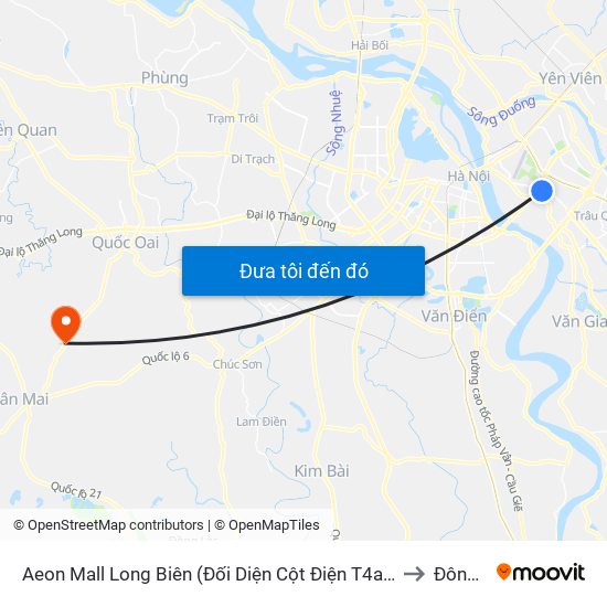 Aeon Mall Long Biên (Đối Diện Cột Điện T4a/2a-B Đường Cổ Linh) to Đông Yên map