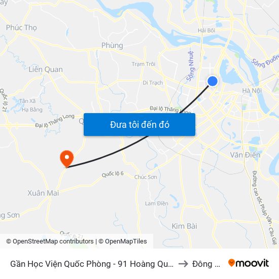 Gần Học Viện Quốc Phòng - 91 Hoàng Quốc Việt to Đông Yên map