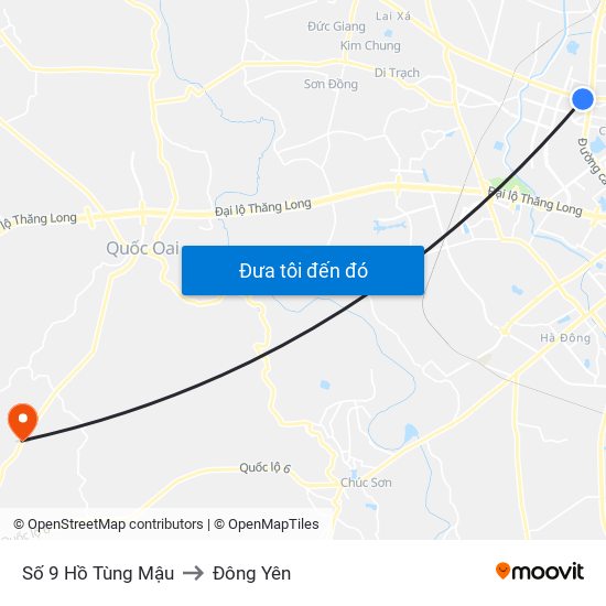 Số 9 Hồ Tùng Mậu to Đông Yên map