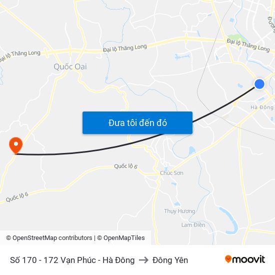 Số 170 - 172 Vạn Phúc - Hà Đông to Đông Yên map