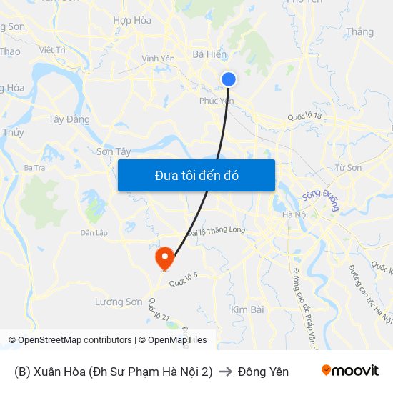 (B) Xuân Hòa (Đh Sư Phạm Hà Nội 2) to Đông Yên map