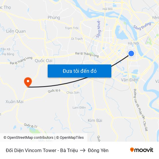 Đối Diện Vincom Tower - Bà Triệu to Đông Yên map