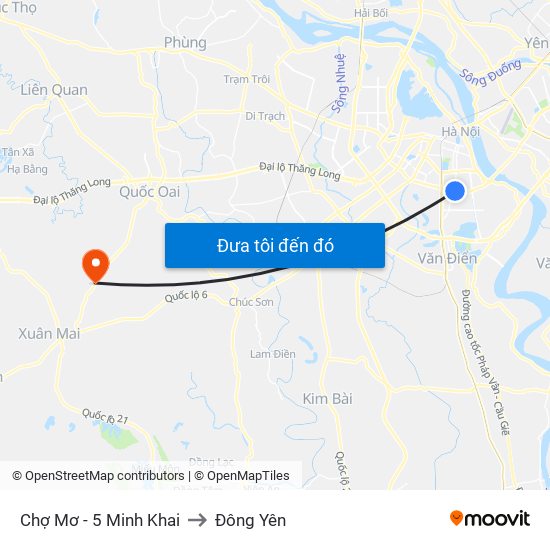 Chợ Mơ - 5 Minh Khai to Đông Yên map