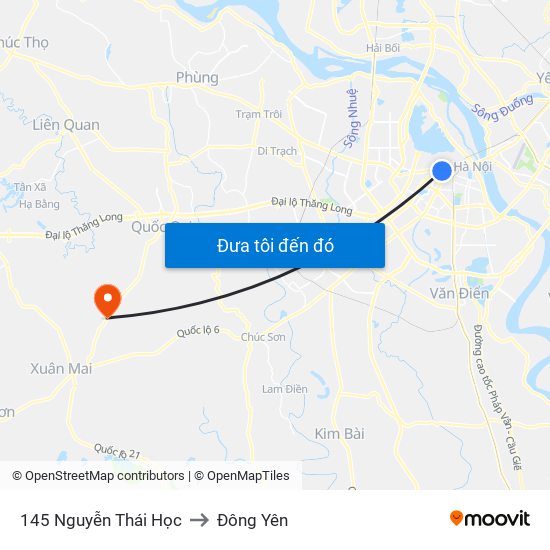 145 Nguyễn Thái Học to Đông Yên map