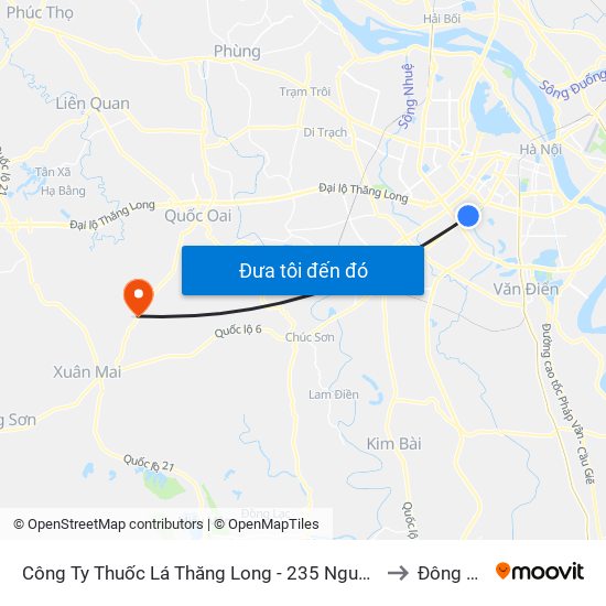 Công Ty Thuốc Lá Thăng Long - 235 Nguyễn Trãi to Đông Yên map