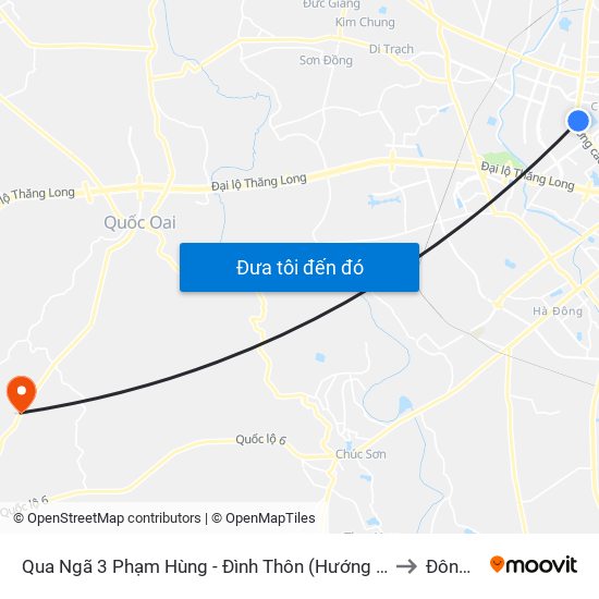 Qua Ngã 3 Phạm Hùng - Đình Thôn (Hướng Đi Phạm Văn Đồng) to Đông Yên map