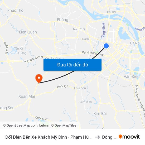 Đối Diện Bến Xe Khách Mỹ Đình - Phạm Hùng (Cột Trước) to Đông Yên map