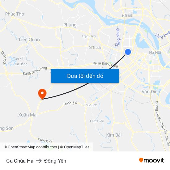 Ga Chùa Hà to Đông Yên map