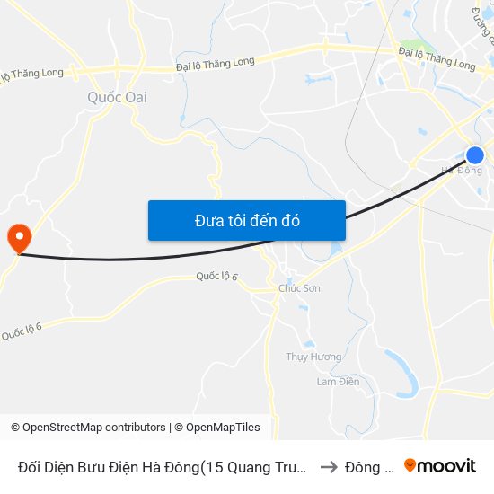 Đối Diện Bưu Điện Hà Đông(15 Quang Trung Hà Đông) to Đông Yên map