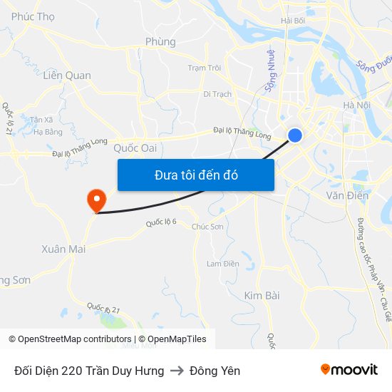 Đối Diện 220 Trần Duy Hưng to Đông Yên map