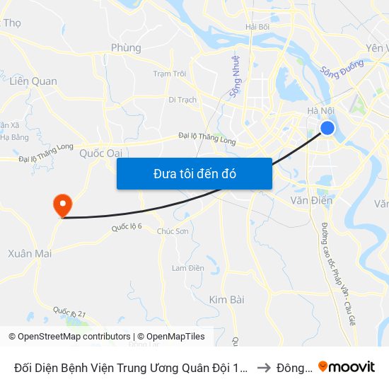 Đối Diện Bệnh Viện Trung Ương Quân Đội 108 - Trần Hưng Đạo to Đông Yên map