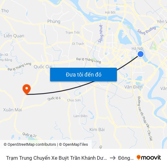 Trạm Trung Chuyển Xe Buýt Trần Khánh Dư (Khu Đón Khách) to Đông Yên map