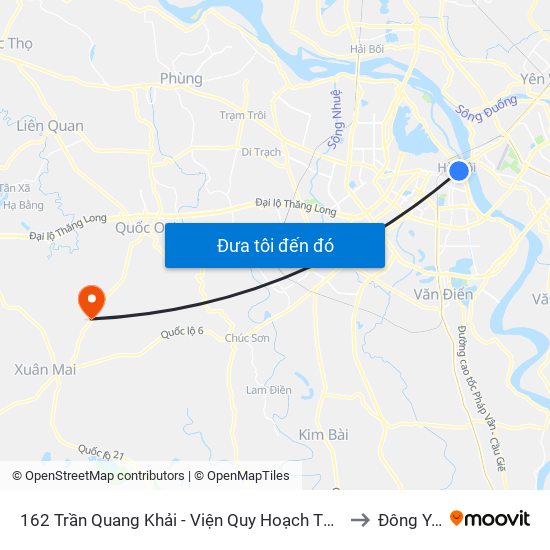 162 Trần Quang Khải - Viện Quy Hoạch Thủy Lợi to Đông Yên map