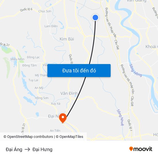 Đại Áng to Đại Hưng map