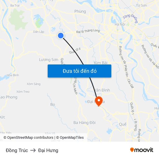 Đồng Trúc to Đại Hưng map
