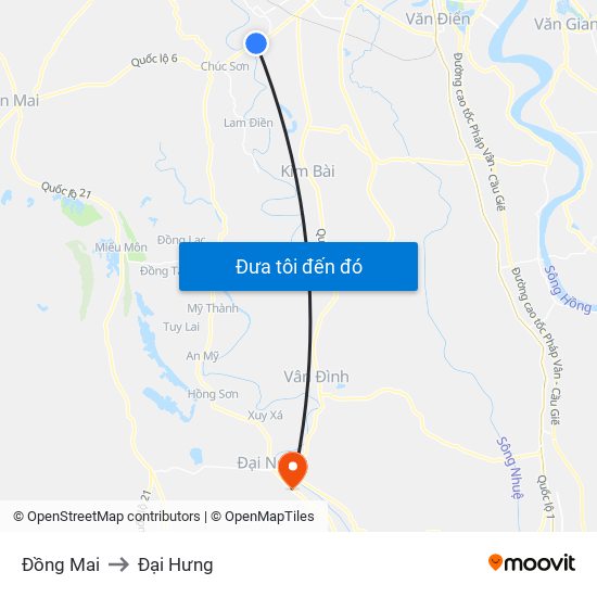 Đồng Mai to Đại Hưng map