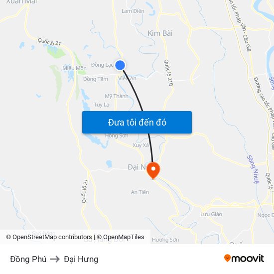 Đồng Phú to Đại Hưng map