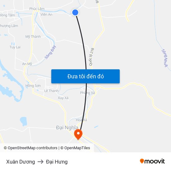 Xuân Dương to Đại Hưng map