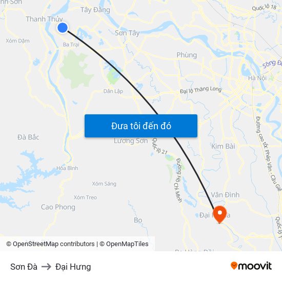 Sơn Đà to Đại Hưng map