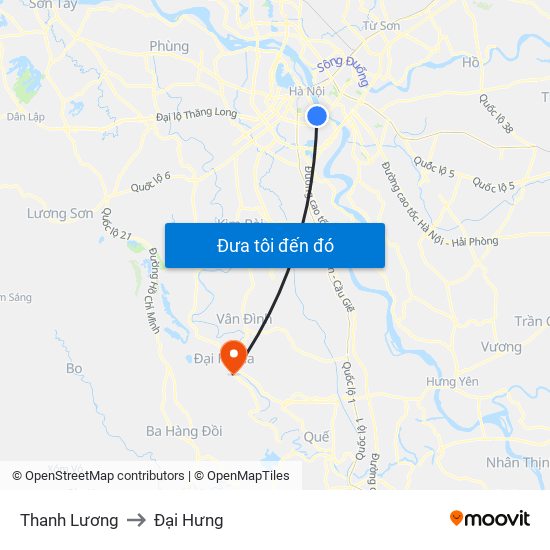 Thanh Lương to Đại Hưng map