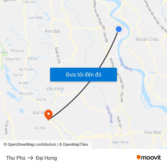 Thư Phú to Đại Hưng map