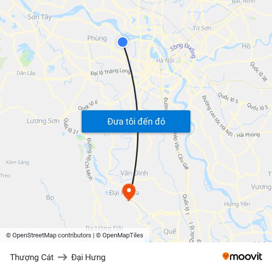 Thượng Cát to Đại Hưng map