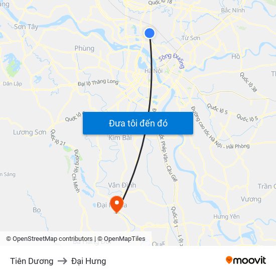 Tiên Dương to Đại Hưng map