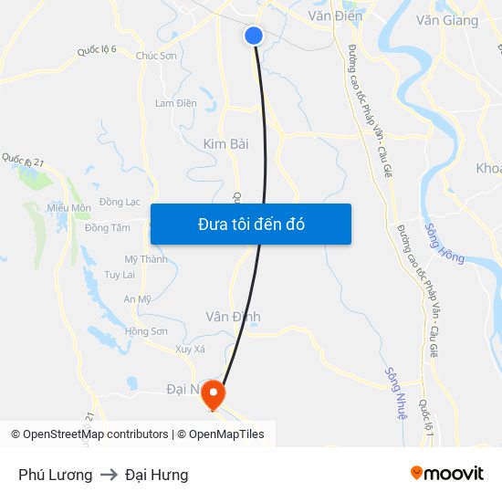 Phú Lương to Đại Hưng map