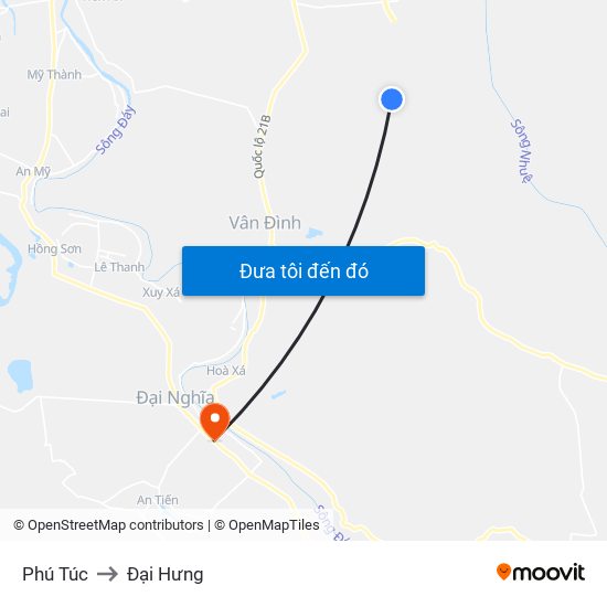 Phú Túc to Đại Hưng map