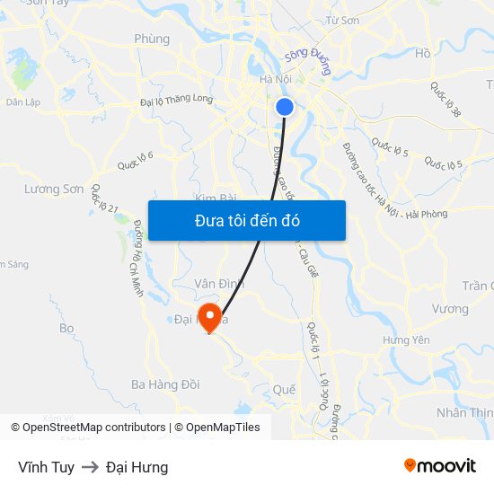 Vĩnh Tuy to Đại Hưng map