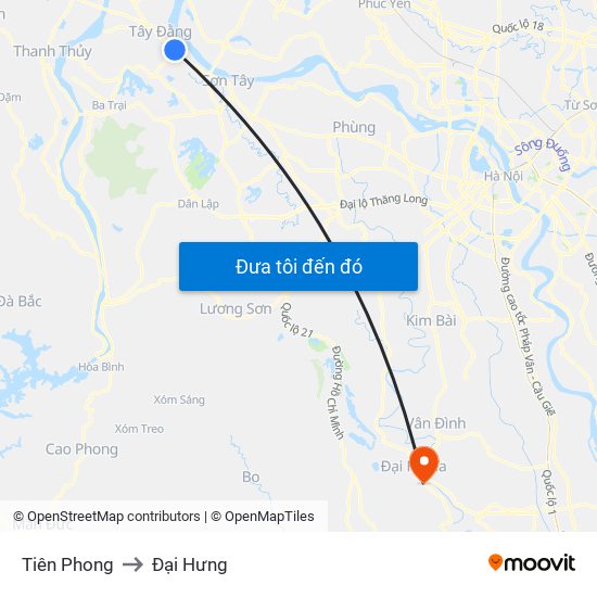 Tiên Phong to Đại Hưng map