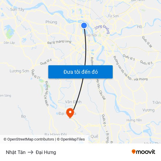 Nhật Tân to Đại Hưng map