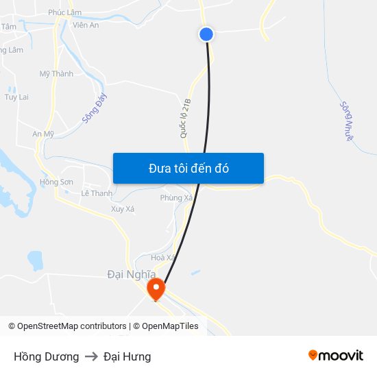 Hồng Dương to Đại Hưng map