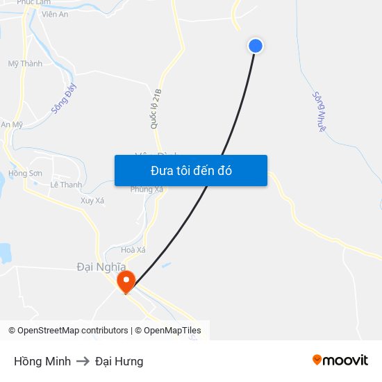 Hồng Minh to Đại Hưng map