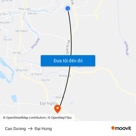 Cao Dương to Đại Hưng map