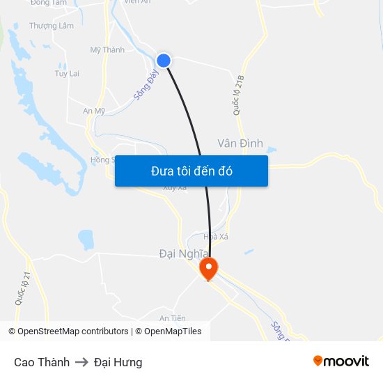 Cao Thành to Đại Hưng map