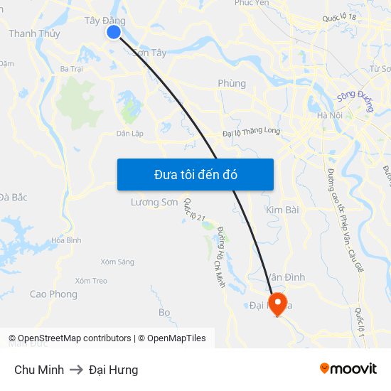 Chu Minh to Đại Hưng map