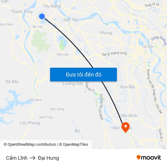 Cẩm Lĩnh to Đại Hưng map