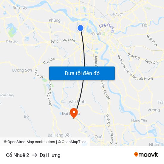 Cổ Nhuế 2 to Đại Hưng map